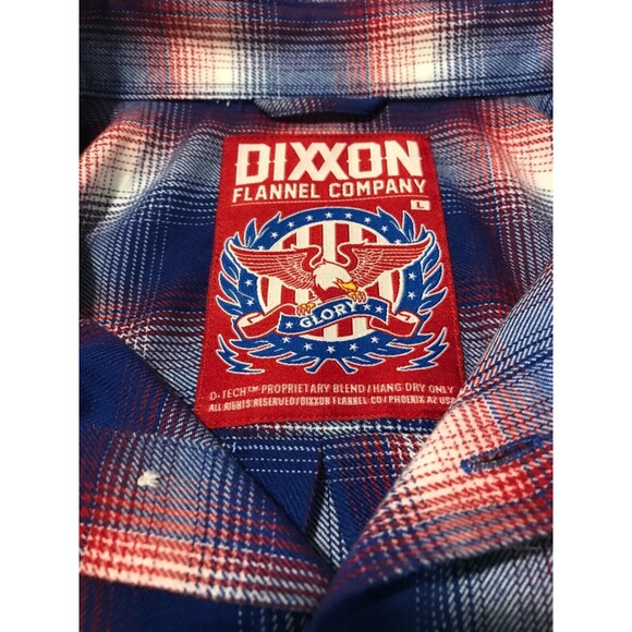 Dixxon Flannel Shirt Mens Glory Red White Blue Plaid Button Down Large - Picture 6 of 8